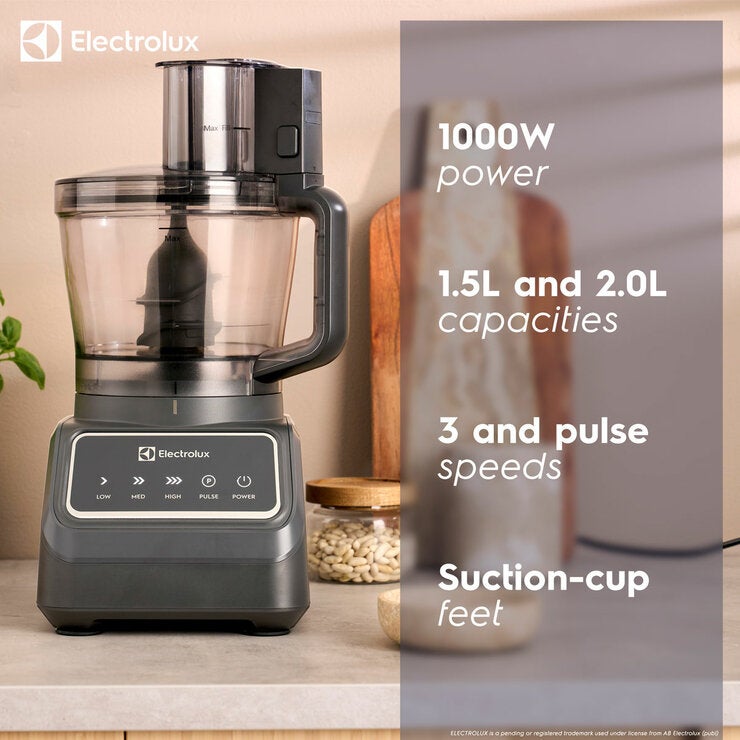 Lifestyle image of features of the food processor and blender