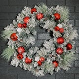 30 Inch Pre-Lit Flocked Christmas Wreath 30 Inch Pre-Lit Flocked Christmas Wreath