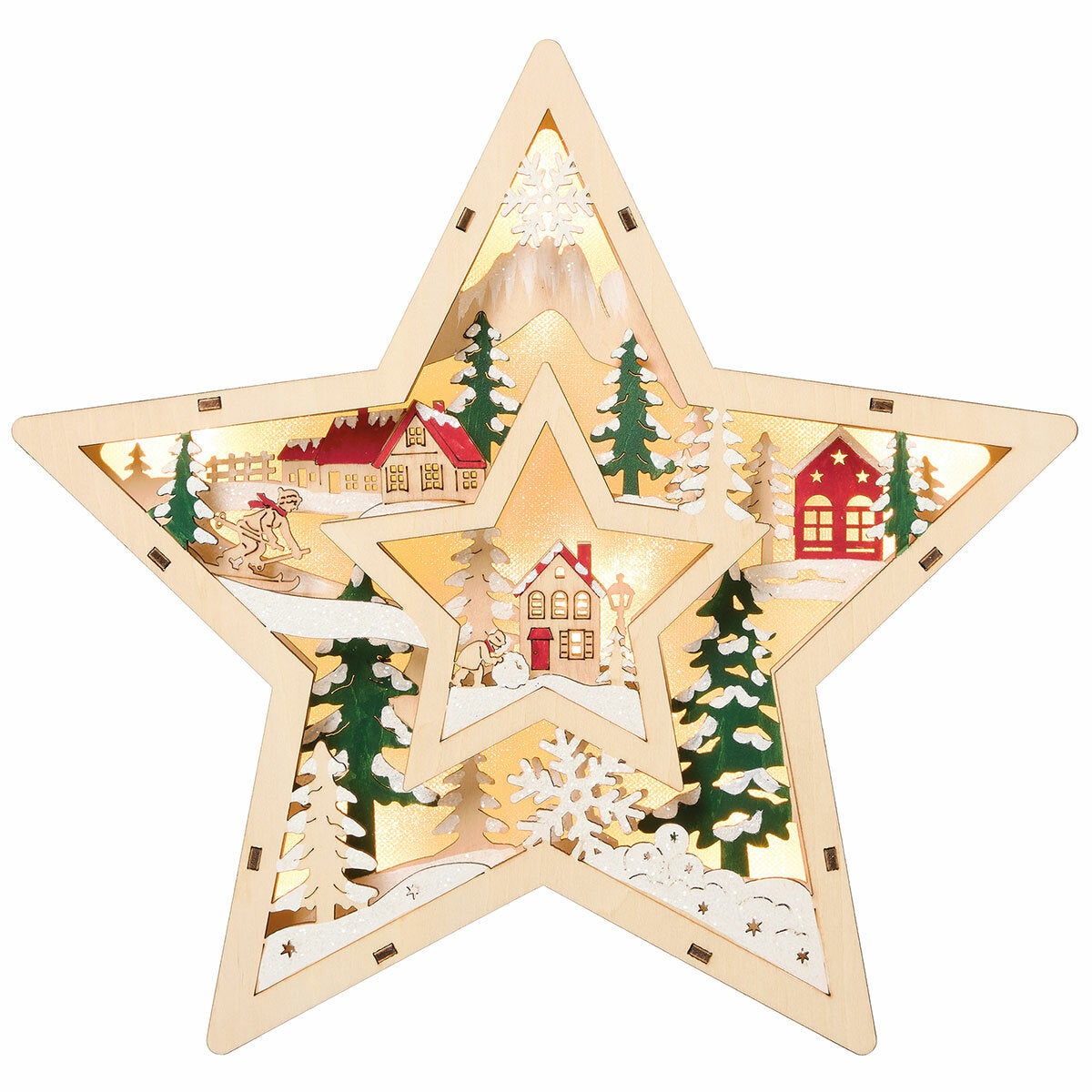 Light Up Wooden Holiday Icons-Set Of 2