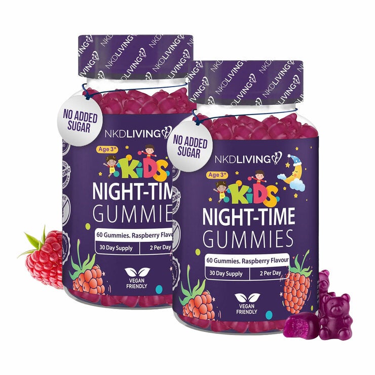 NKD Living Kids Night-Time Gummies Raspberry, 2 x 60 Count NKD Living Kids Night-Time Gummies Raspberry, 2 x 60 Count
