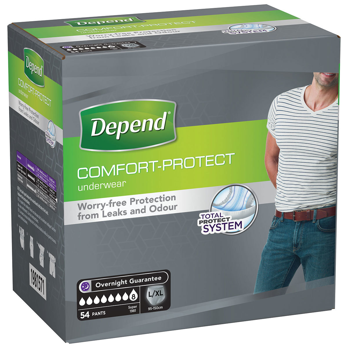 Image of Depend comfort protect mens underwear packaging
