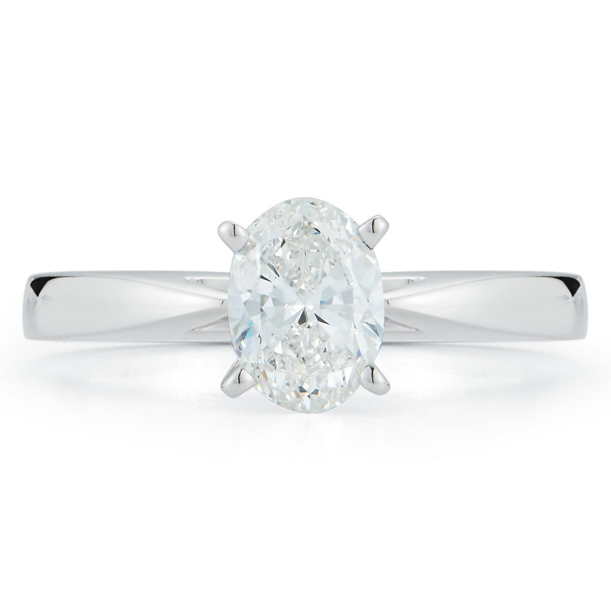 1.0ct Oval Cut Diamond Solitaire Ring, Platinum