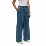 Teddi Rose Wide Leg Denim Pull on Pant in Blue