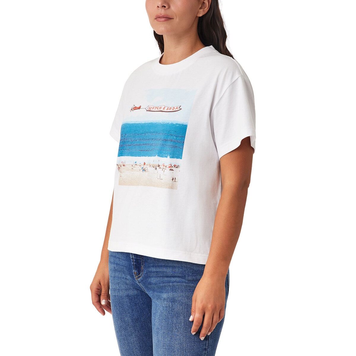 Scotch & Soda Ladies Boxy T-Shirt in White