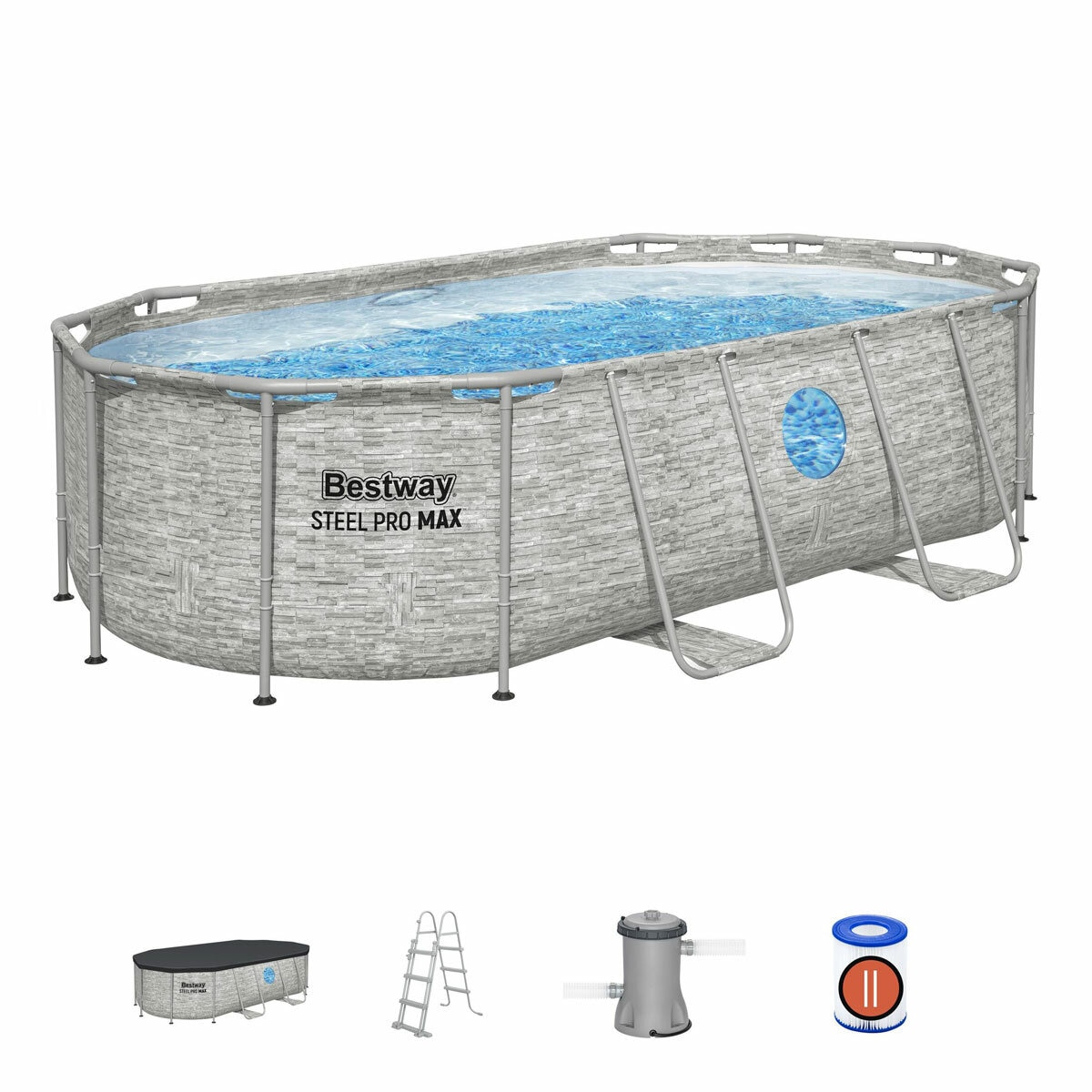 14ft x 8'2'' x 39.5'' Splashview Pool Set Oval 14ft x 8'2'' x 39.5'' Splashview Pool Set Oval