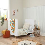 Tutti Bambini Fika Mini Cot Bed with Sprung Mattress, White & Light Oak