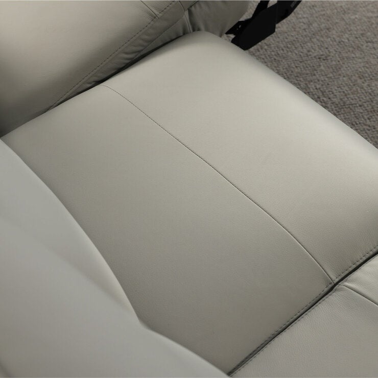 Simon Li Wren Light Grey Leather Power Reclining 3 Seater Sofa with Power Headrest Simon Li Wren Light Grey Leather Power Reclining 3 Seater Sofa with Power Headrest