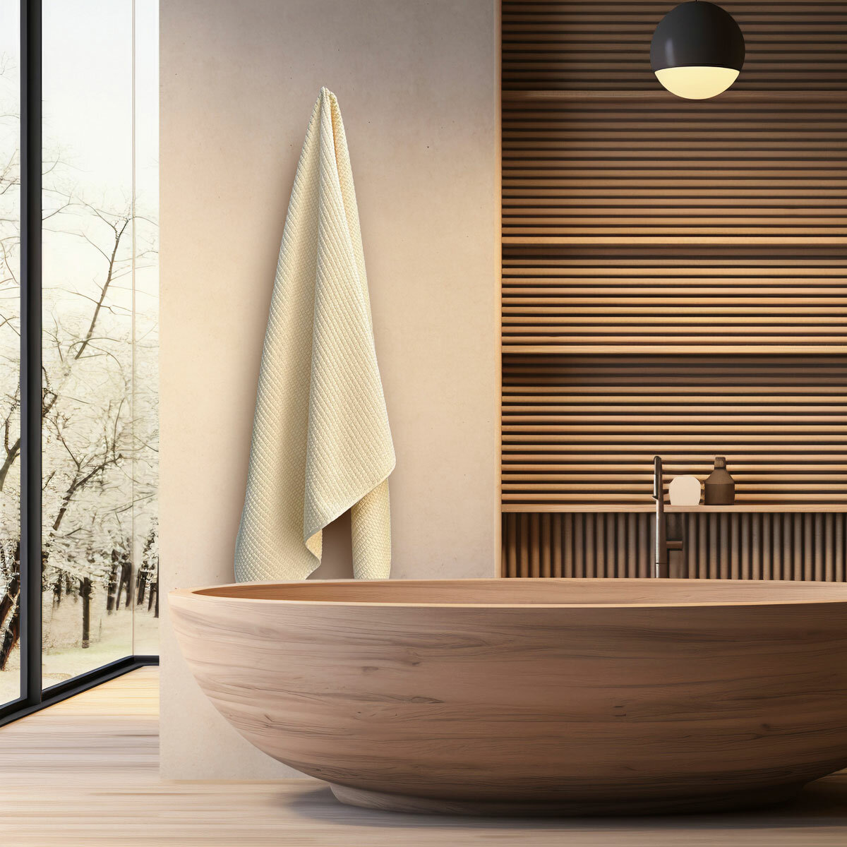 Mundo Textile Bath Sheet in Cream, 100 x 160 cm