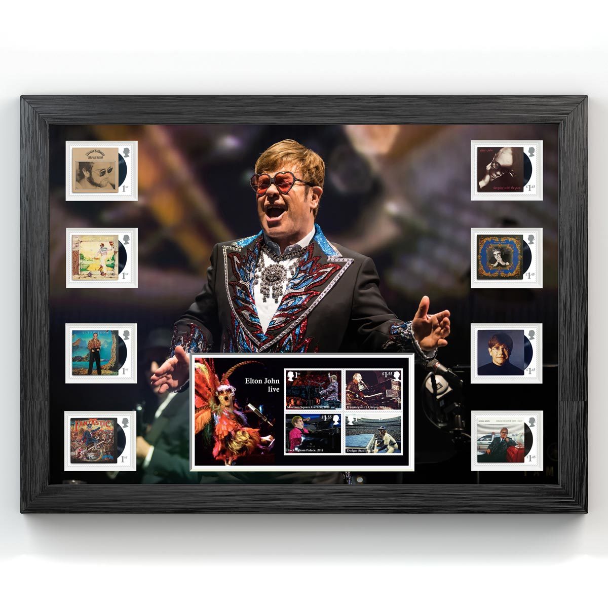 Elton John Royal Mail® Album Covers Framed Collectable Stamps - Stamps and Live Tour Souviner Sheet