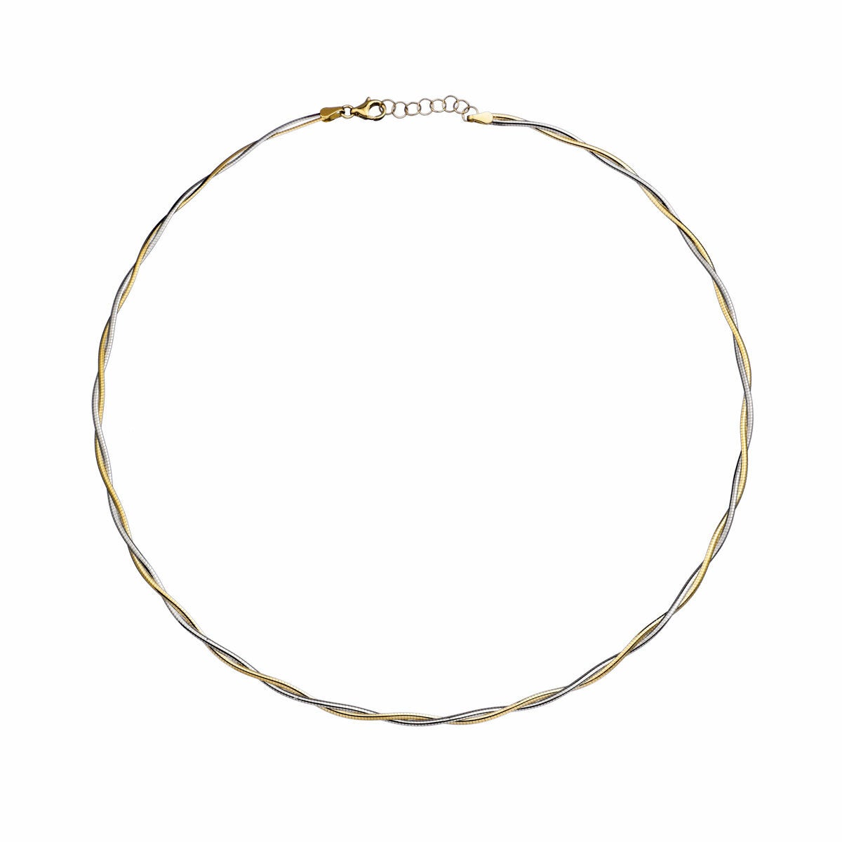 14ct Yellow & White Gold Two Tone Twisted Necklace