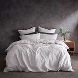 Lazy Linen 100% Washed Linen White Duvet Cover & Pillowcase Set in 4 Sizes 