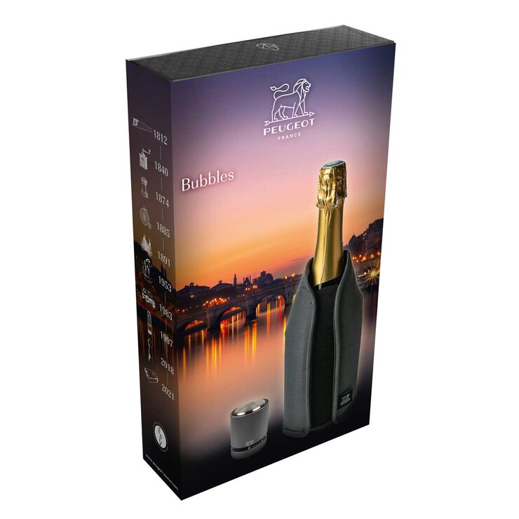 Peugeot Paris Frizz Wine Cooler Sleeve & Stopper Gift Set Peugeot Paris Frizz Wine Cooler Sleeve & Stopper Gift Set