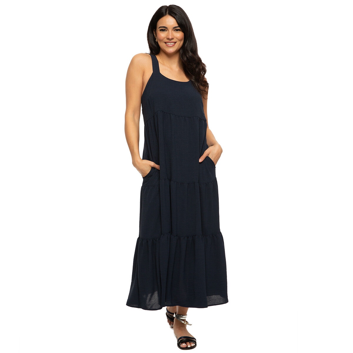 Jezebel Ladies Tiered Dress in Navy Jezebel Ladies Tiered Dress in Navy