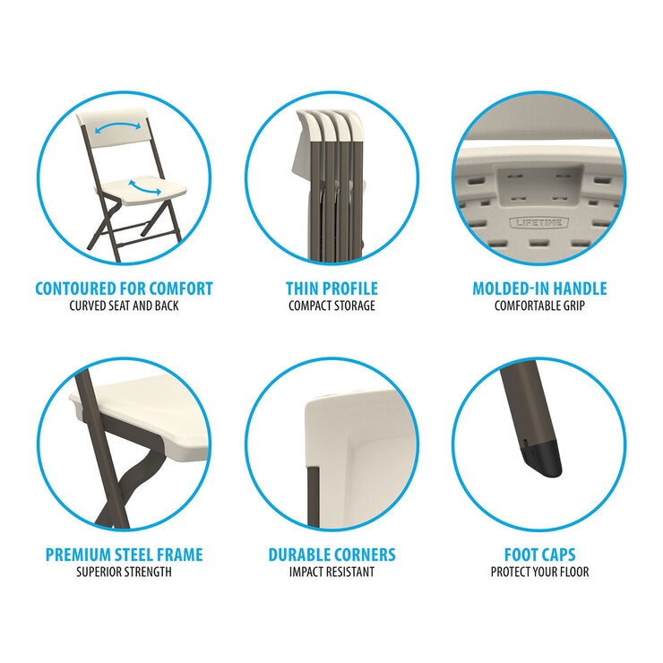 Lifetime Bypass Commercial Grade Folding Chairs, 4 Pack