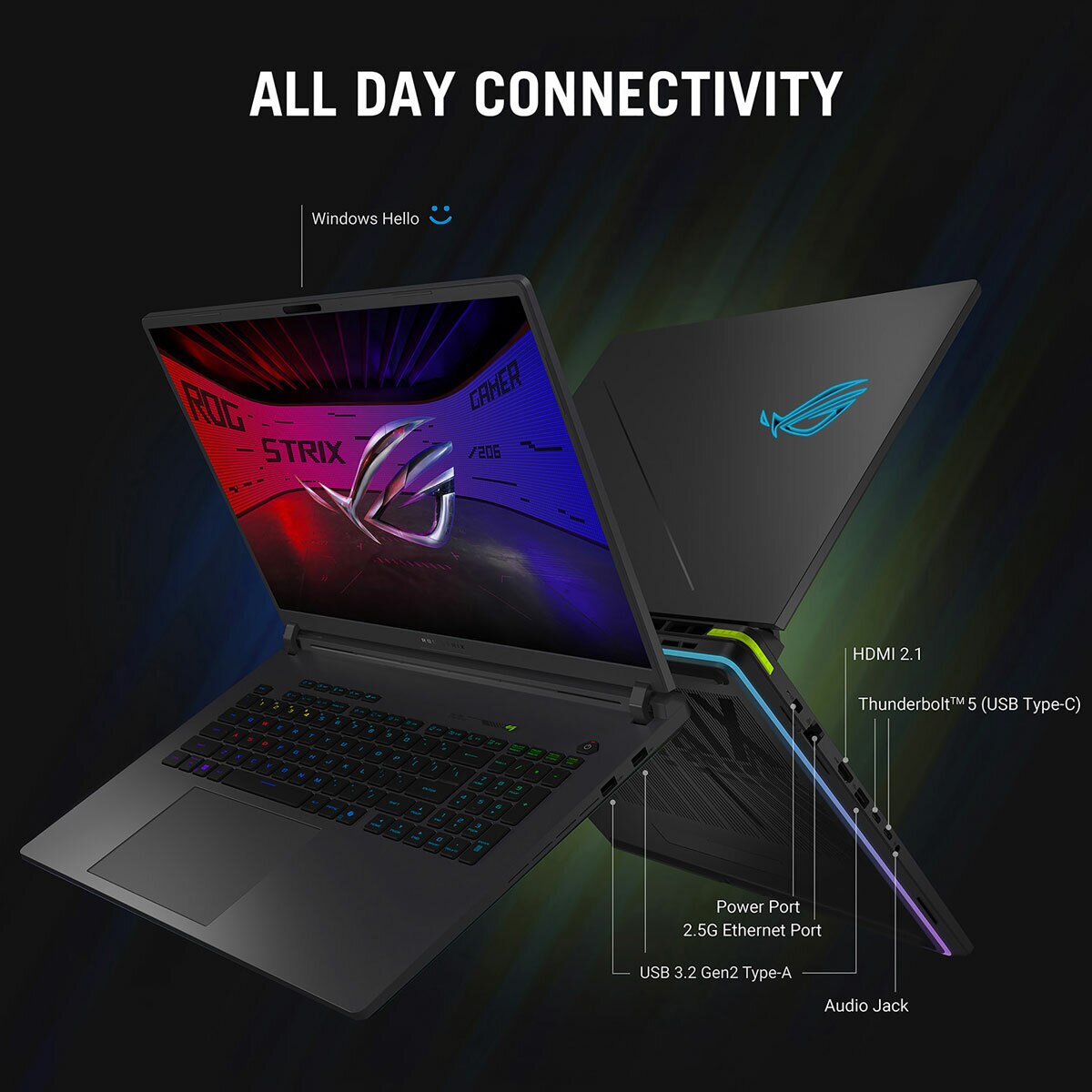 ASUS ROG Strix G18, Intel Core Ultra 9, 32GB RAM, 2TB SSD, NVIDIA GeForce RTX 5080, 18 Inch Gaming Laptop, G815LW-S9005W