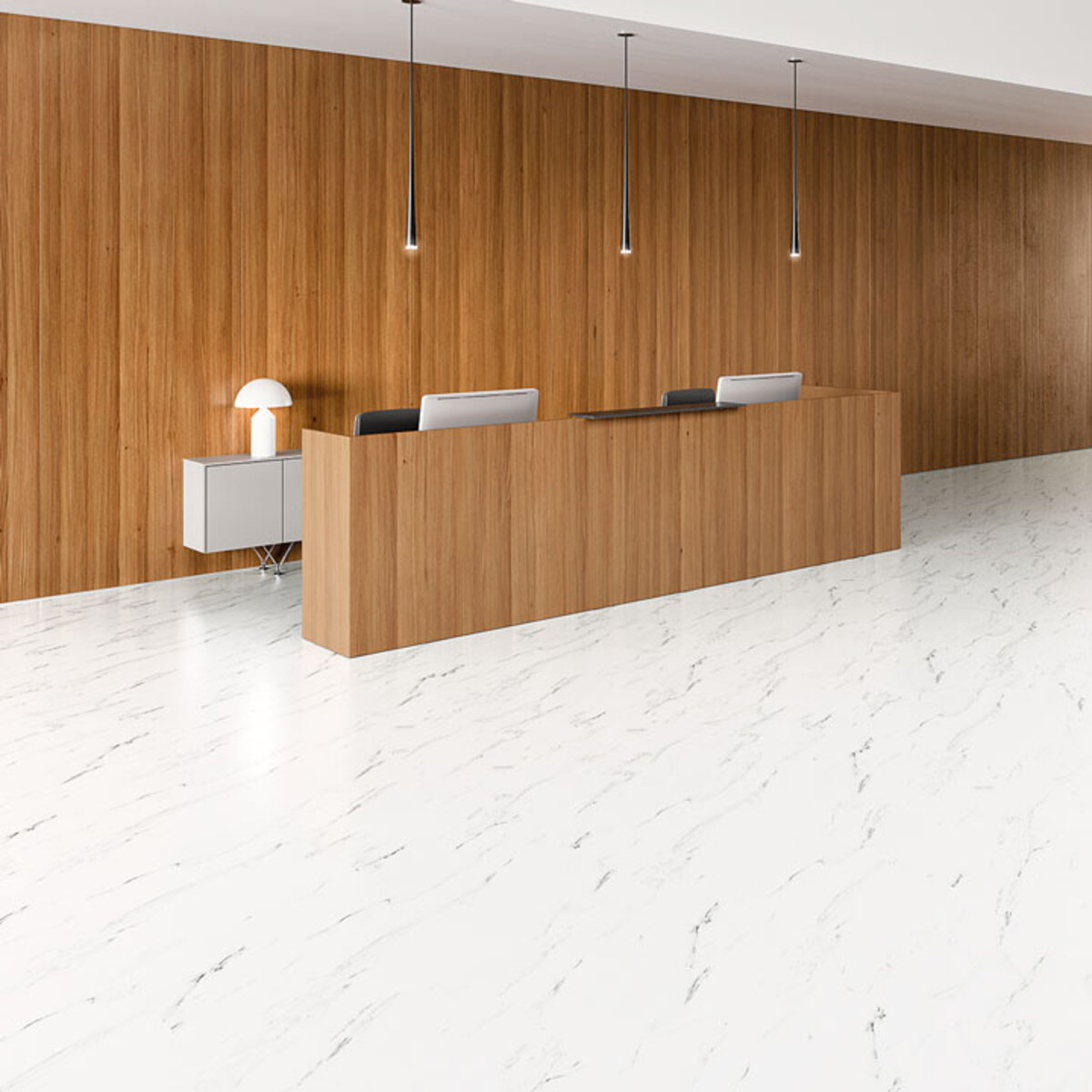 Faus White Marble Effect 8mm AC6 Laminate Flooring Planks...