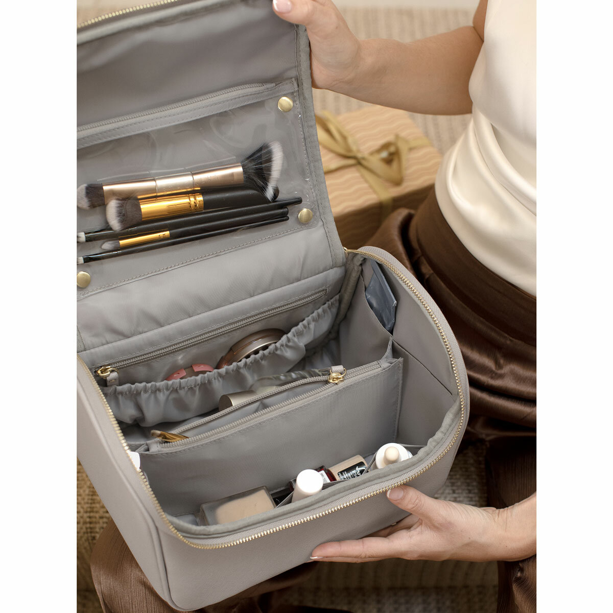 Taupe Large Cosmetic Case