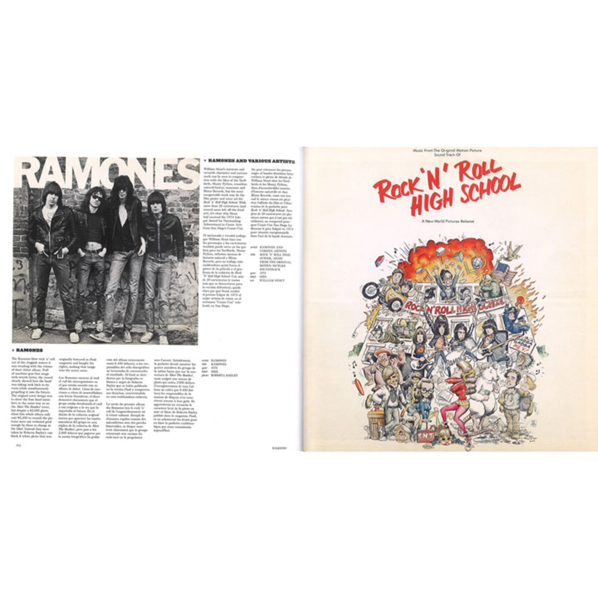 page spread of rock covers