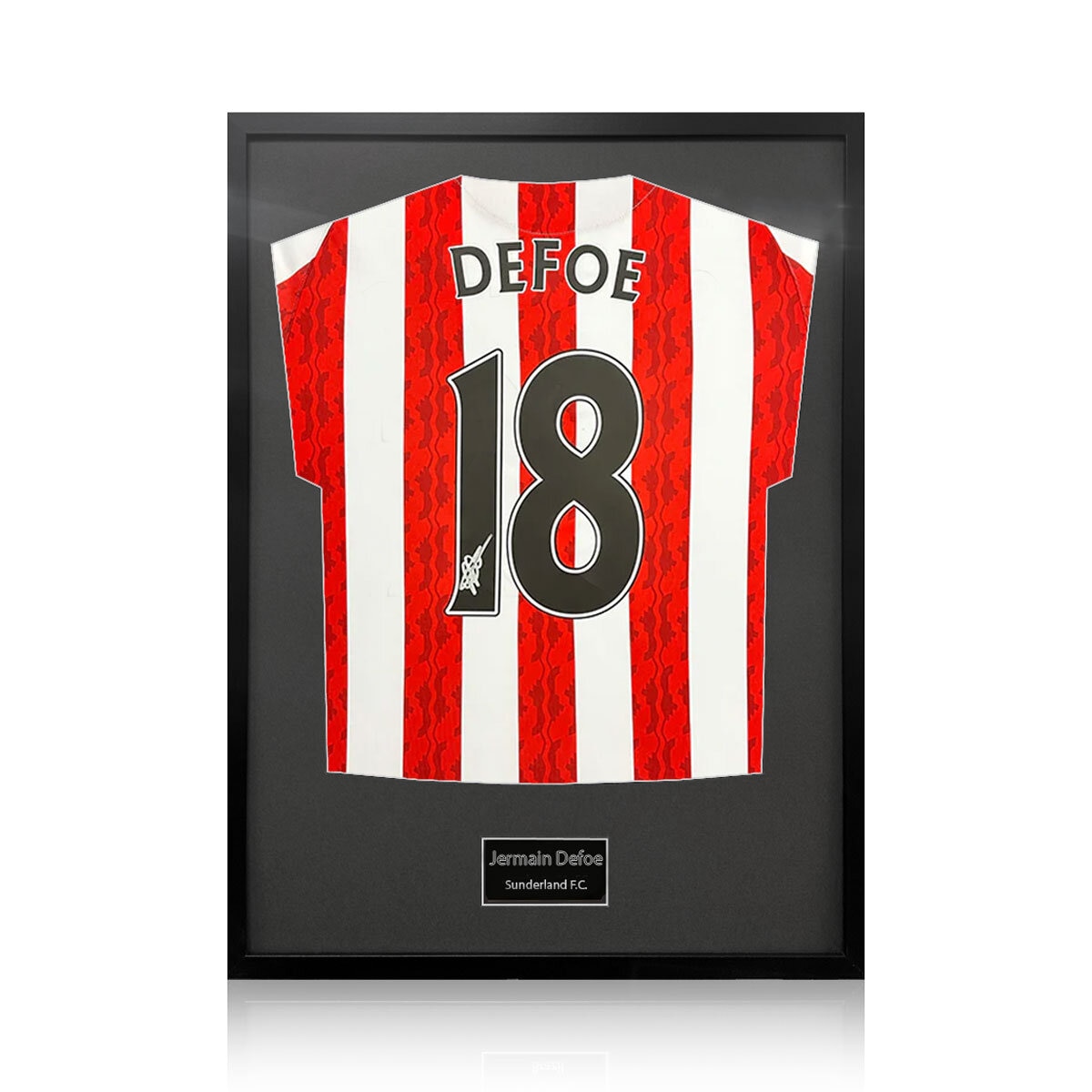 Jermain Defoe Signed Framed Sunderland Shirt with Black Mount Jermain Defoe Signed Framed Sunderland Shirt with Black Mount