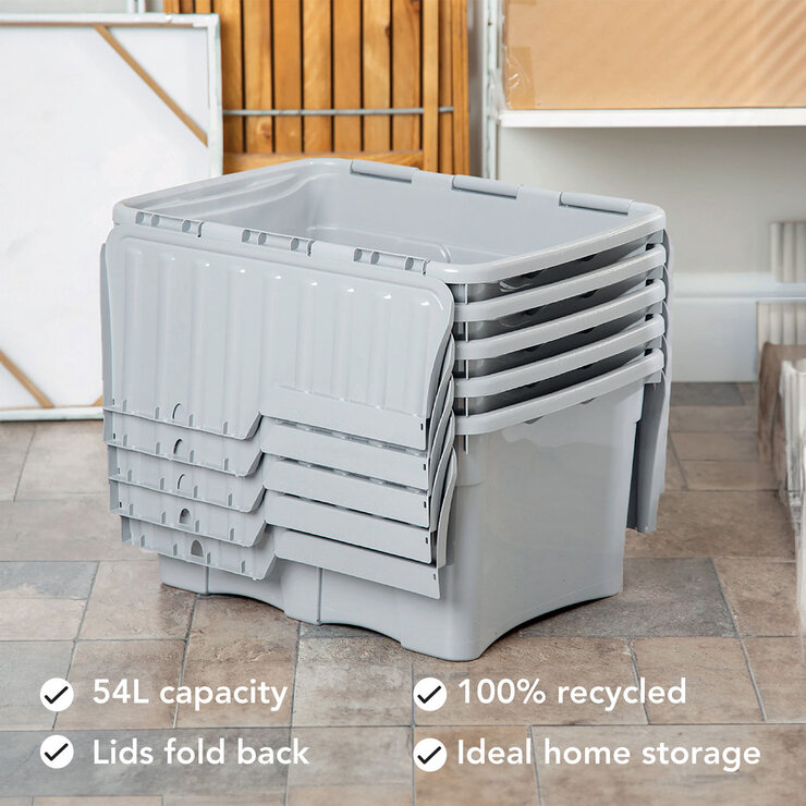 Wham 54 Litre Croc Box with Grey Lids - 5 Pack