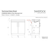 Tavistock Curve 800mm Floor Mounted 2 Door Vanity Unit in Grey