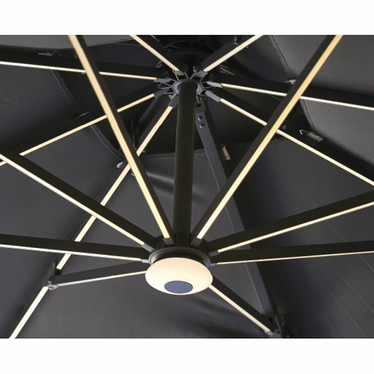 Stone Garden 10ft (3m) LED Cantilever Umbrella in Grey