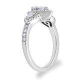 1.03ctw Pear Cut Diamond Halo Trilogy Ring, 18ct White Gold