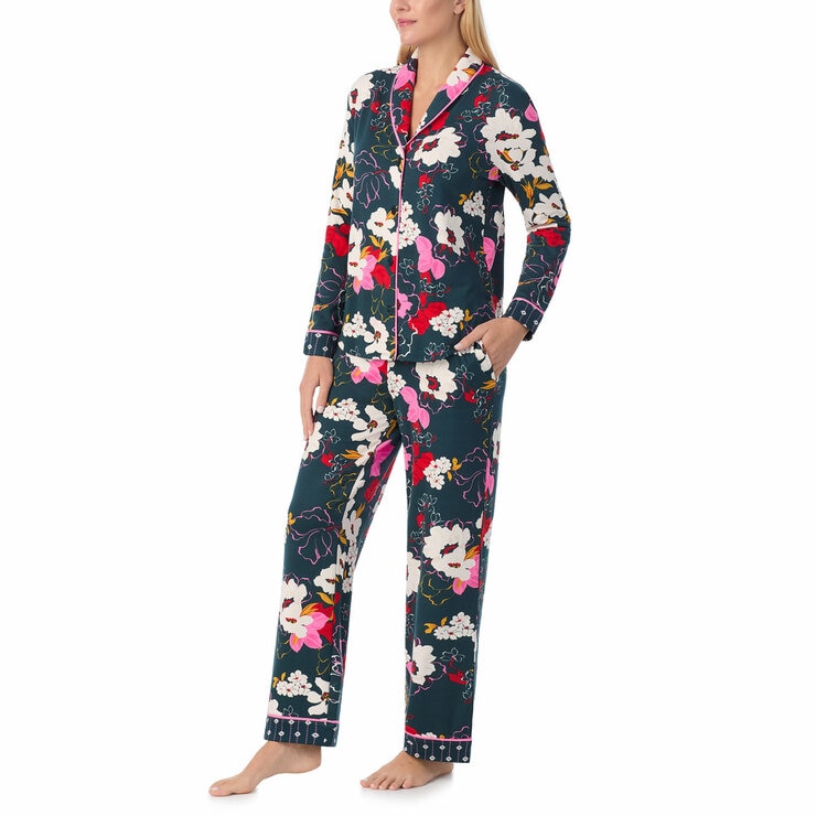 Room Service Ladies Notch Collar PJ Set in Floral Room Service Ladies Notch Collar PJ Set in Floral