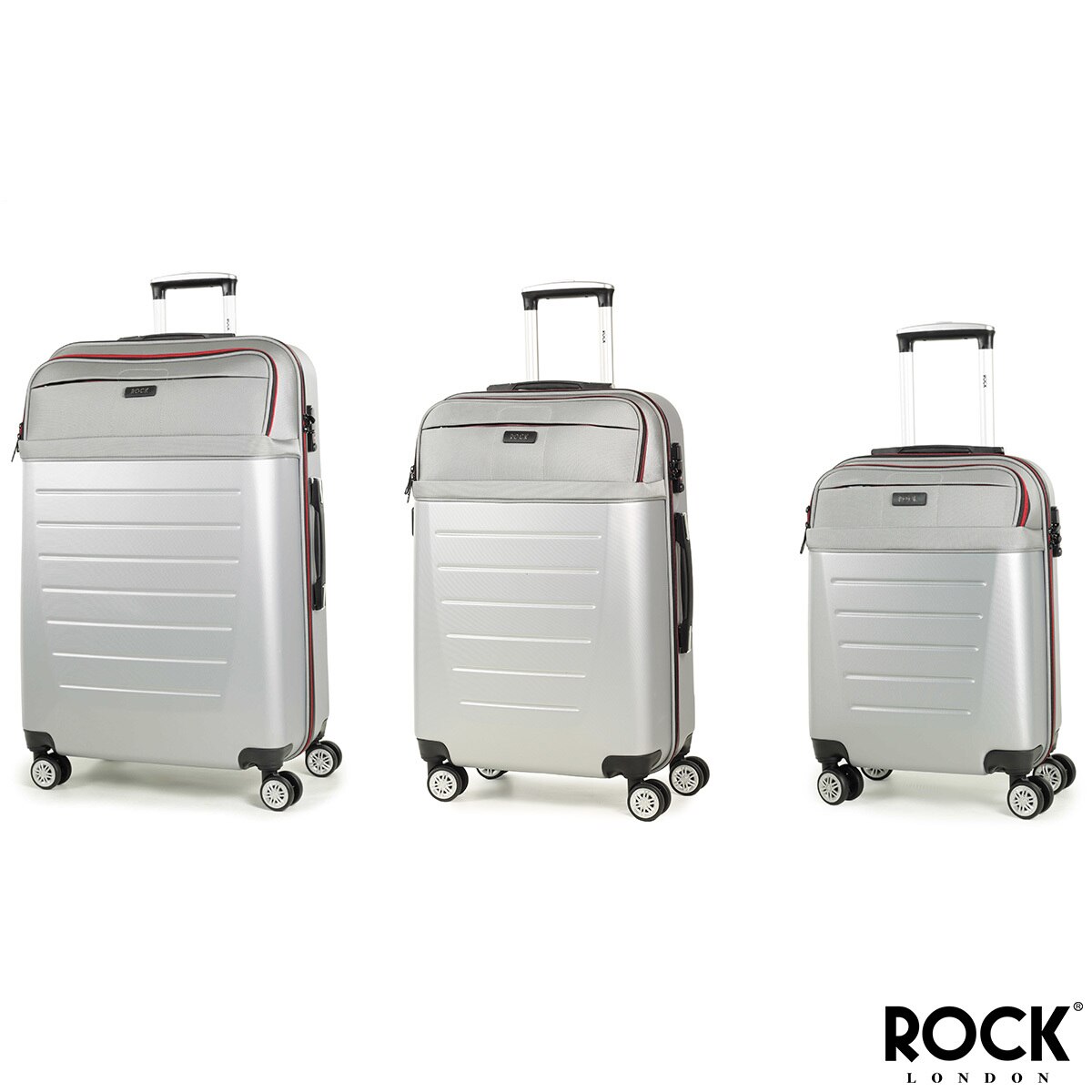 Rock Hybrid 3 Piece Hardside Suitcase Set in Silver Costco UK