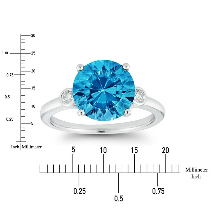 Blue Topaz and 0.13ctw Diamond Ring, 18k White Gold Blue Topaz and 0.13ctw Diamond Ring, 18k White Gold
