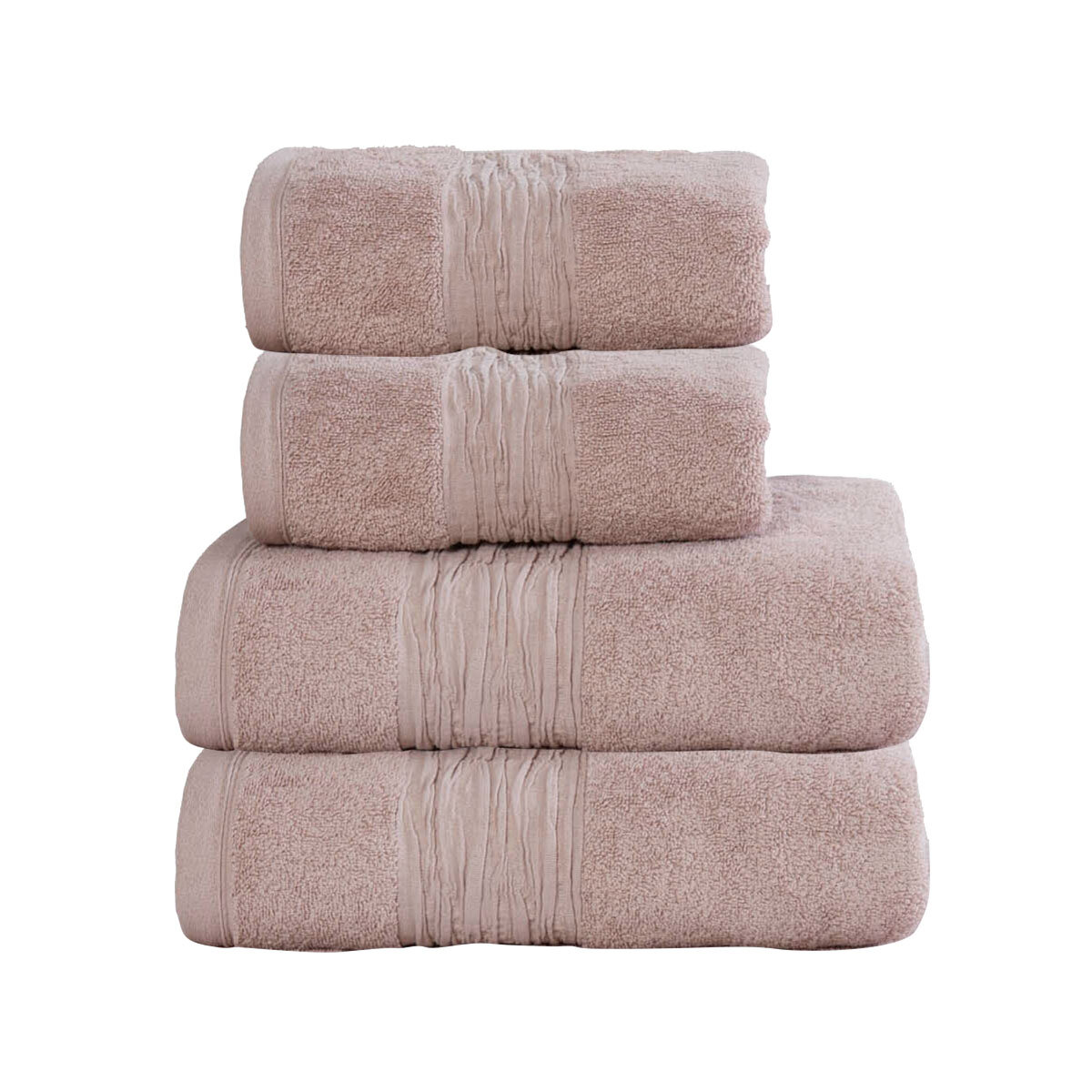 Lazy Linen 4 Piece Hand & Bath Sheet Towel Bundle in Pink