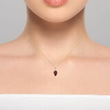 Pear Cut Garnet & 0.07ctw Diamond Pendant, 18ct Yellow Gold