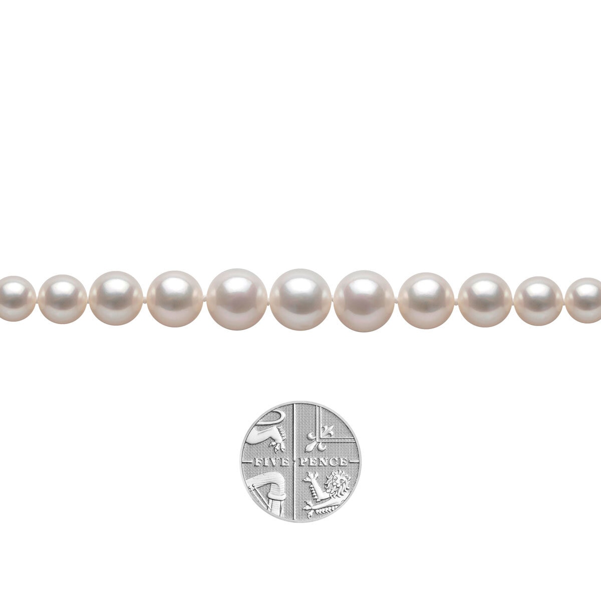 5mm-8mm Freshwater White Pearl Graduated Necklace, 18ct Yellow Gold