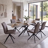 Indus Valley Skylar Large Extending Ceramic Dining Table + 6 Grey Chairs, Seats 6-8