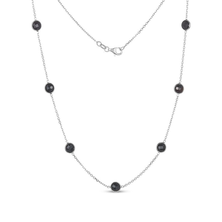 Black Onyx Necklace, 14ct White Gold