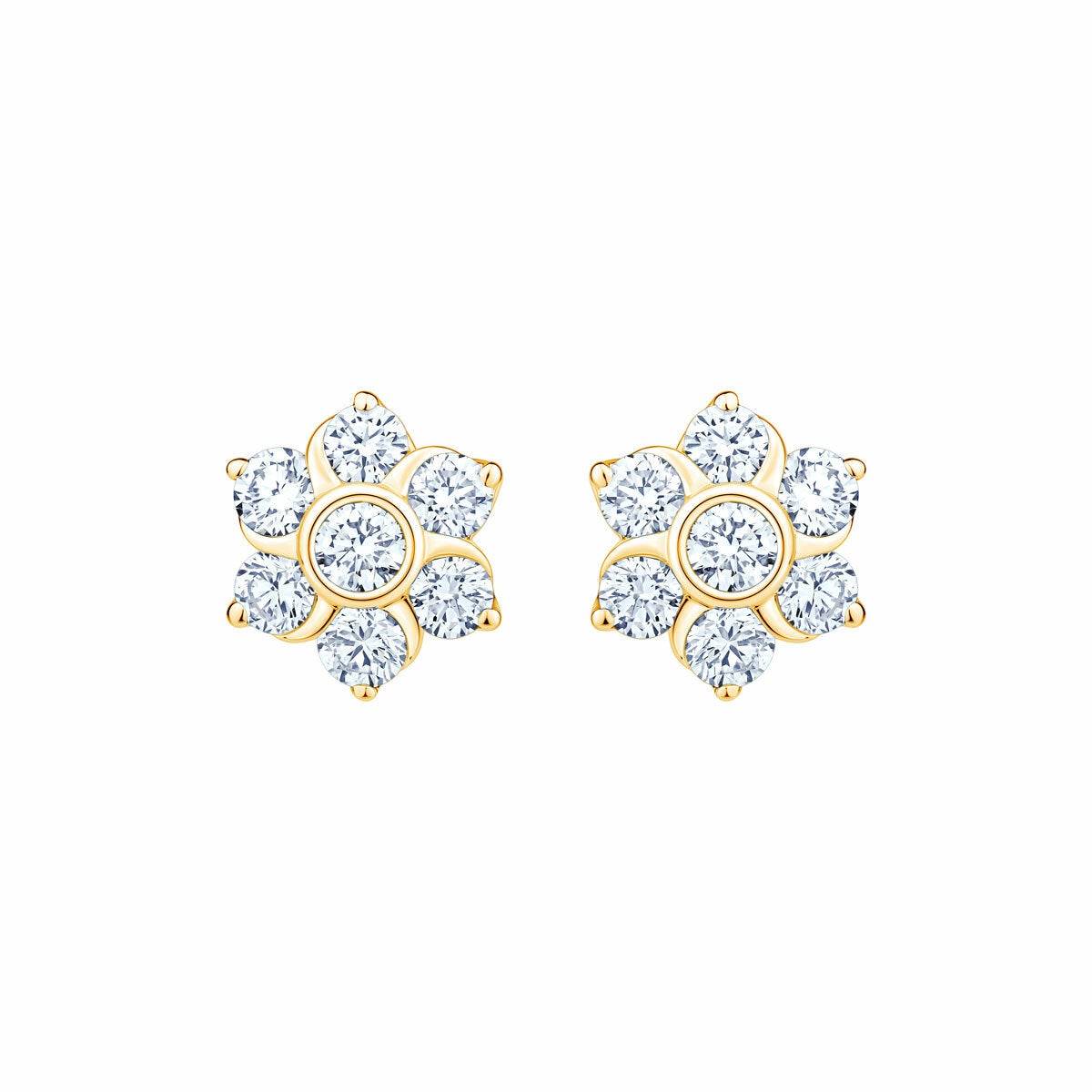 0.65ctw Round Brilliant Cut Diamond Daisy Earrings, 14ct Yellow Gold 0.65ctw Round Brilliant Cut Diamond Daisy Earrings, 14ct Yellow Gold