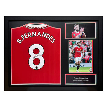 Bruno Fernandes Signed Framed Manchester United Shirt