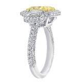 4.94ctw Radiant Cut Fancy Yellow Diamond Halo Ring, Platinum