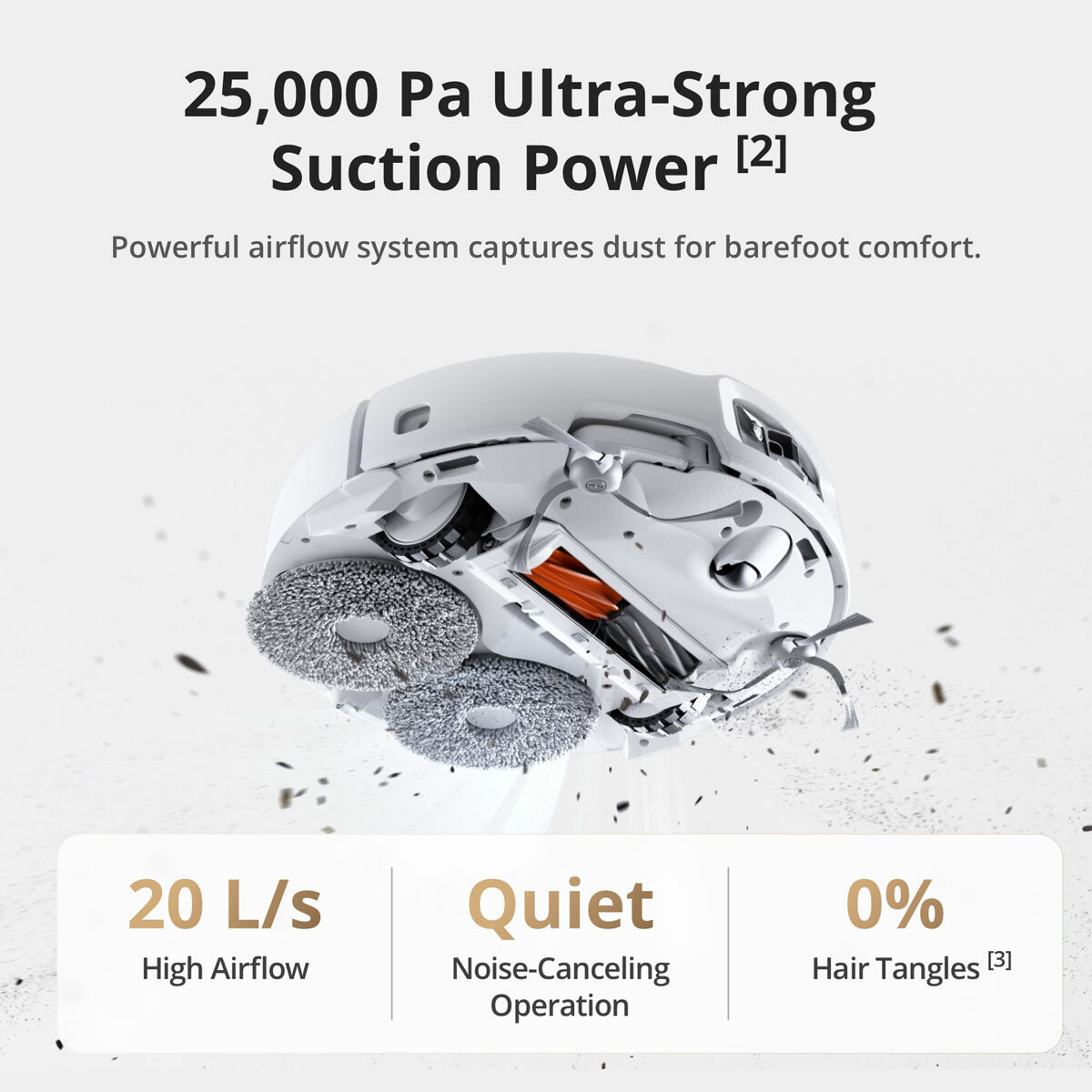 Lifestyle image of DJI ROMO A Robot Vacuum with 25,000Pa ultra strong suction power