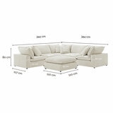 Aiden & Ivy Sereen Beige Fabric 6 Piece Modular Sofa - Line Drawing