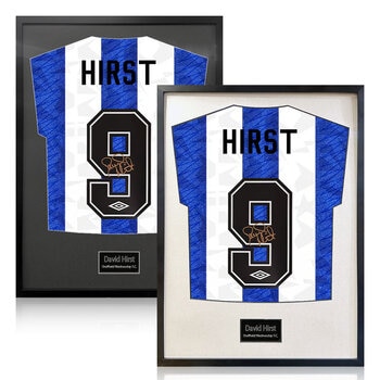 David Hirst Signed Framed SWFC Football Shirt in 2 Options: White or Black Mount