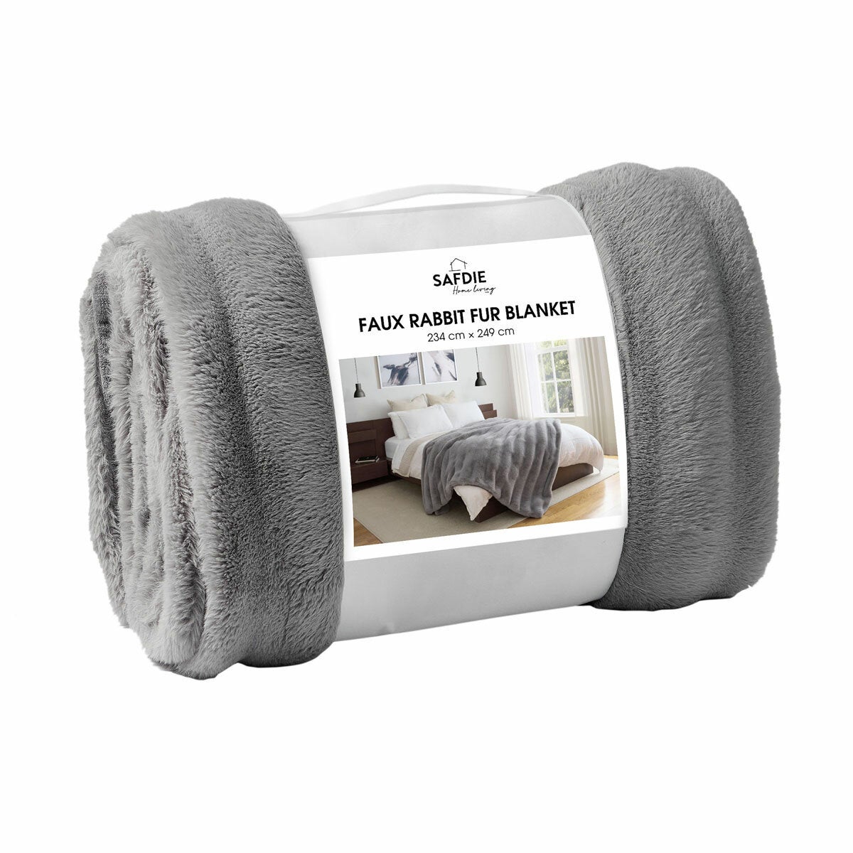 Safdie Faux Rabbit Fur Blanket In 3 Colours, 234 x 249 cm Safdie Faux Rabbit Fur Blanket In 3 Colours, 234 x 249 cm