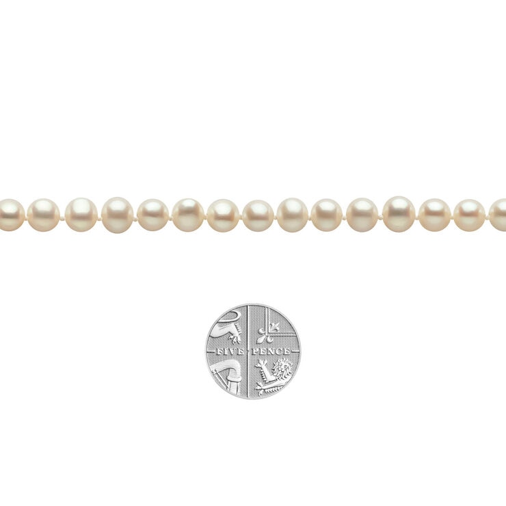 Cultured Freshwater White Pearl Necklace, 18ct Yellow Gold Cultured Freshwater White Pearl Necklace, 18ct Yellow Gold