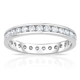 1.00ctw Round Brilliant Cut Channel Set Diamond Eternity Ring, 18ct White Gold, Size P