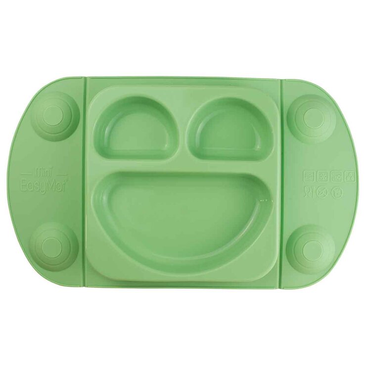 EasyTots EasyMat Mini Divided Suction Weaning Plate in Sage