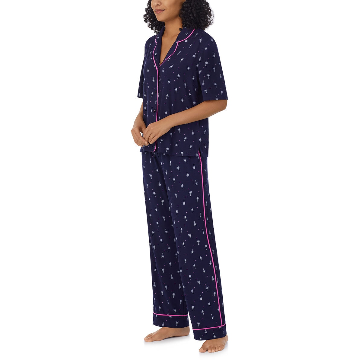 Room Service Notch Collar 2 Piece PJ Set in Navy