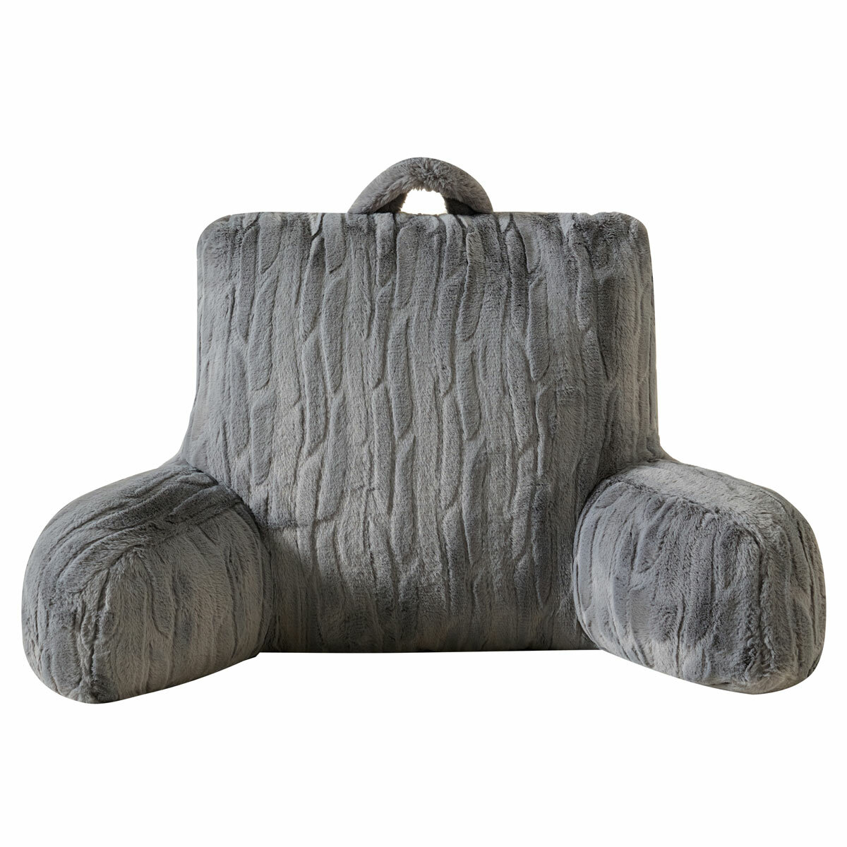 Parma Embossed Grey Faux Fur Bedrest Pillow
