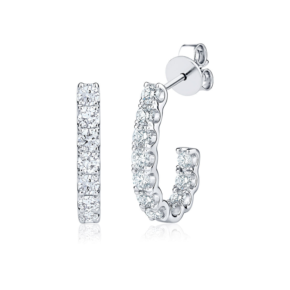 1.50ctw J Hoop Diamond Earrings