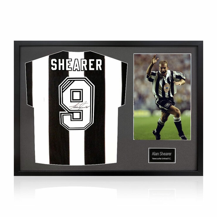 Alan Shearer Signed Newcastle Shirt Football Shirt including 1 Photo in Black