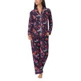 Room Service Ladies Notch Collar PJ Set, 2 Piece in Purple Crane